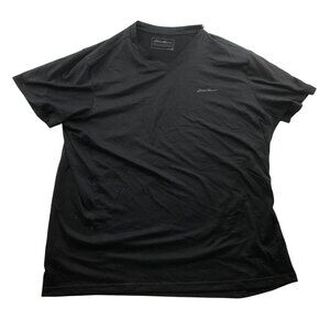 Eddie Bauer Mens T-Shirt Large Short Sleeve V-Neck Casual Tee Neutral Black